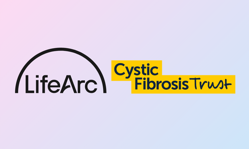 LifeArc and Cystic Fibrosis Trust logos on gradient background