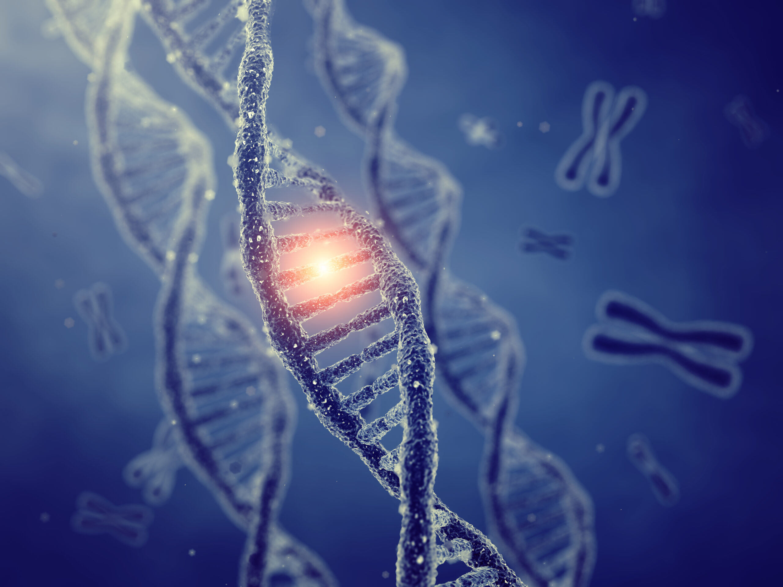 Illustration of DNA with a gene mutation 